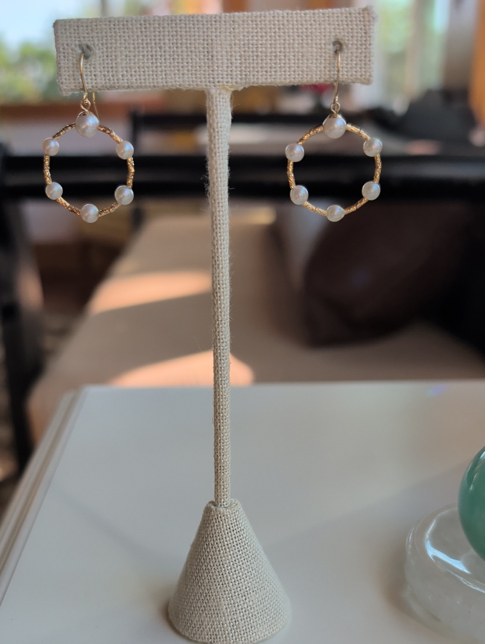 18K Yellow Gold Akoya Pearl Hoop/Dangle Earrings